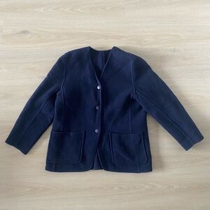 Women's Vintage Navy 100% Wool Button-Front Jacket Size M